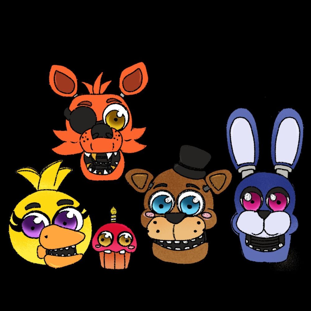  FNAF Fazgang Chibi Crayon Head Waterproof Sticker (Full Set- 4 Stickers)